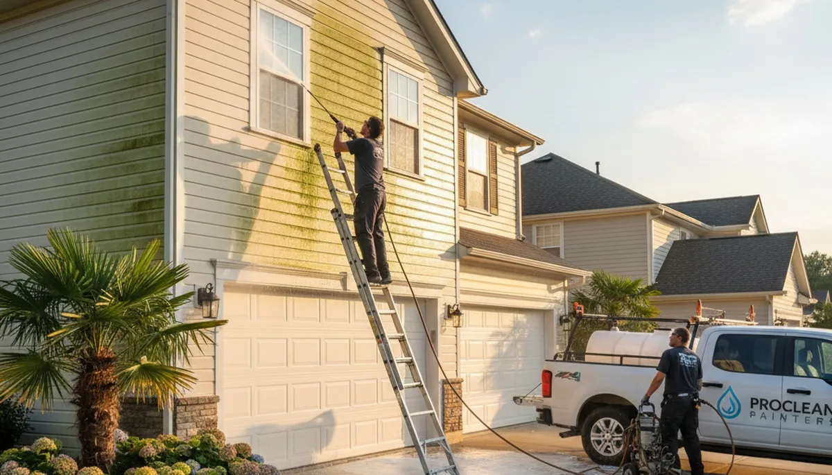 Vinyl siding pressure cleaning service in Cleveland, OH removing dirt and lake effect residue