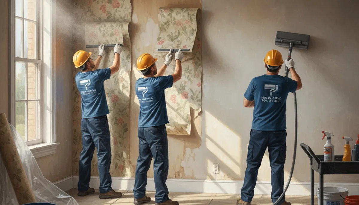 Cleveland, OH wallpaper removal by professional painters, leaving walls clean and paint-ready